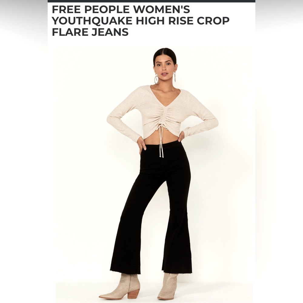 Free People Youthquake High Rise Crop Flare Jeans